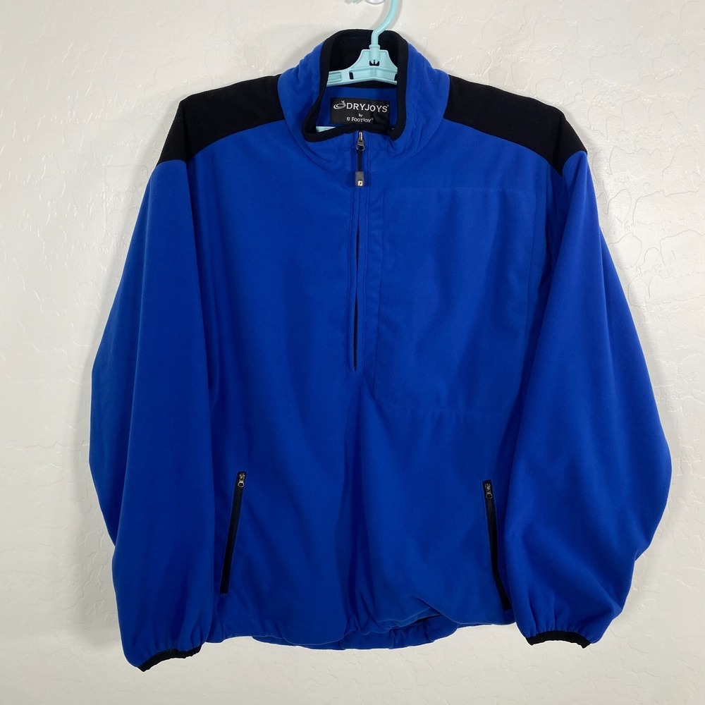Footjoy Jacket‎ Mens Large Blue Black Golf 1/4 Zip Pullover Fleece Windstopper